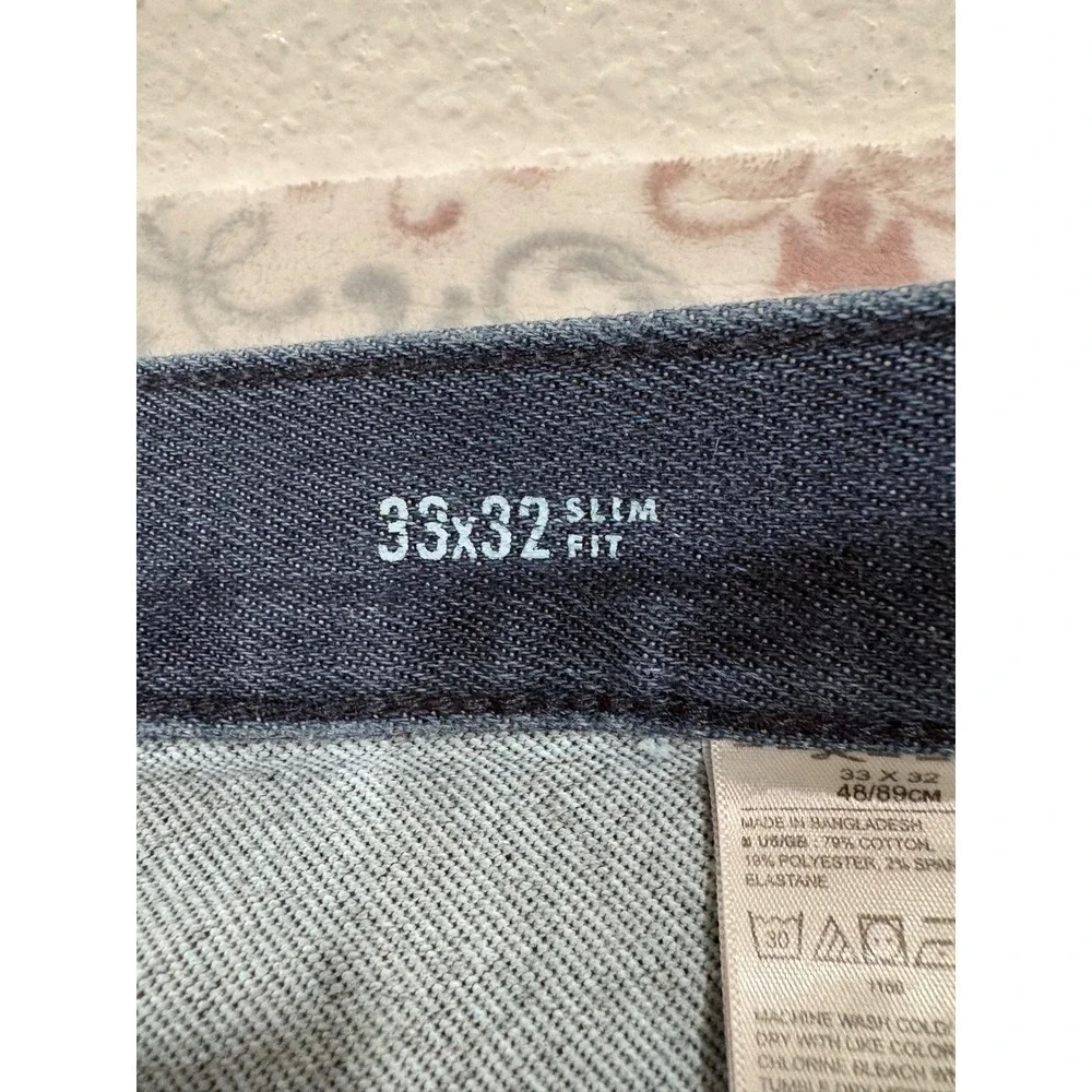 Banana Republic Traveler Slim Fit Jeans Mens 33x32 Dark Wash Distressed Denim